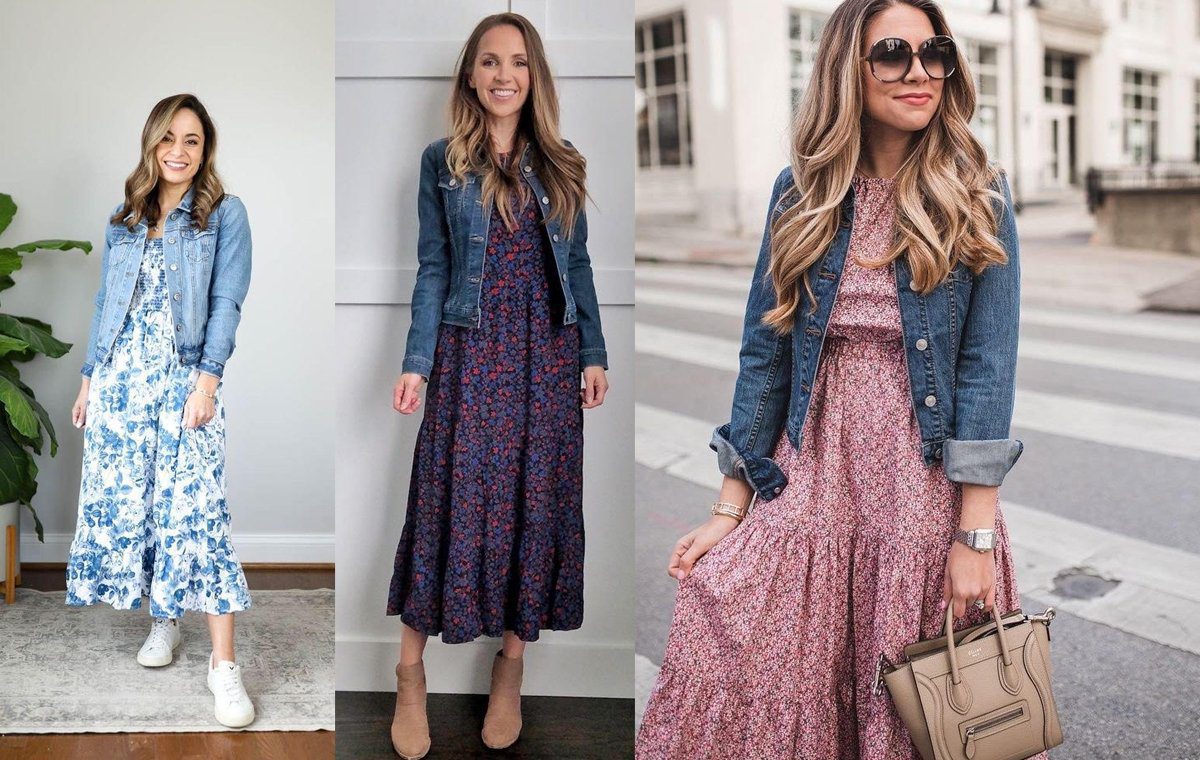 آشنایی با روش های ست کردن کت جین زنانه 2024 | گالری مانتو میرداماد jean jacket and woman dress ست کردن کت جین زنانه