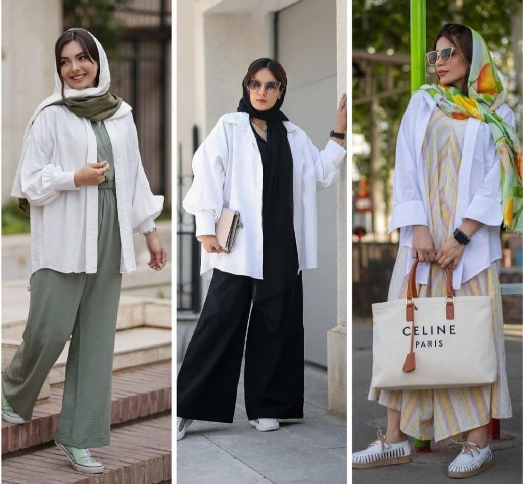 شلوار راسته گشاد با مانتو