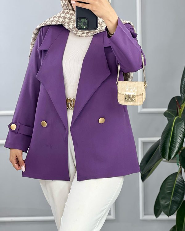 بهترین روش برای ست کردن مانتو بنفش | گالری مانتو میرداماد purple coat model 1 بهترین روش برای ست کردن مانتو بنفش