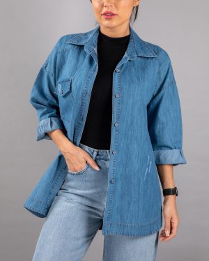 مانتو جین پیراهنی تک جیب