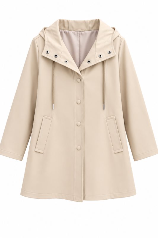 گالری مانتو میرداماد | مانتو Beige Hooded Coat with Drawstrings