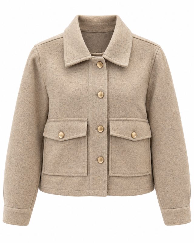گالری مانتو میرداماد | مانتو Beige Wool Jacket with Brass Buttons