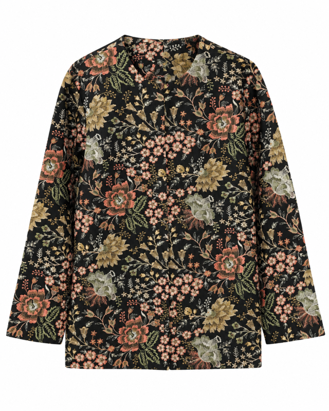 گالری مانتو میرداماد | مانتو Black Floral Tapestry Kimono Jacket