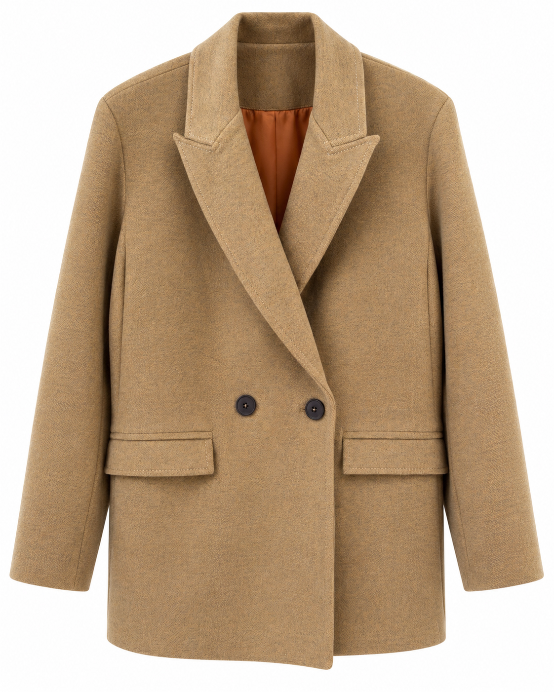Camel Wool Double-Breasted Coat کت فوتر زارا - تصویر 1