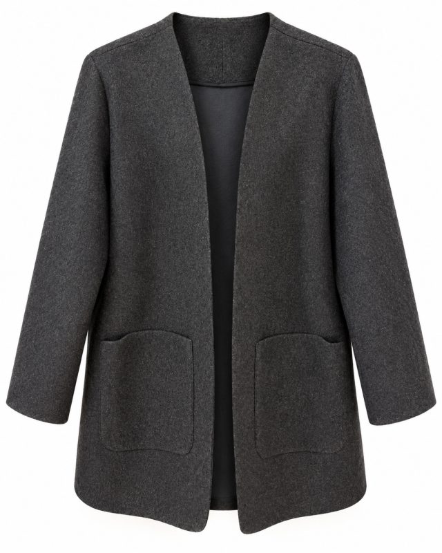 گالری مانتو میرداماد | مانتو Charcoal Open Front Wool Cardigan