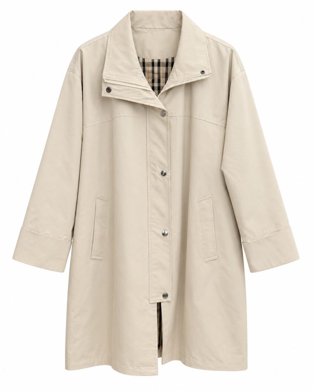 گالری مانتو میرداماد | مانتو Cream Plaid Lined Trench Coat