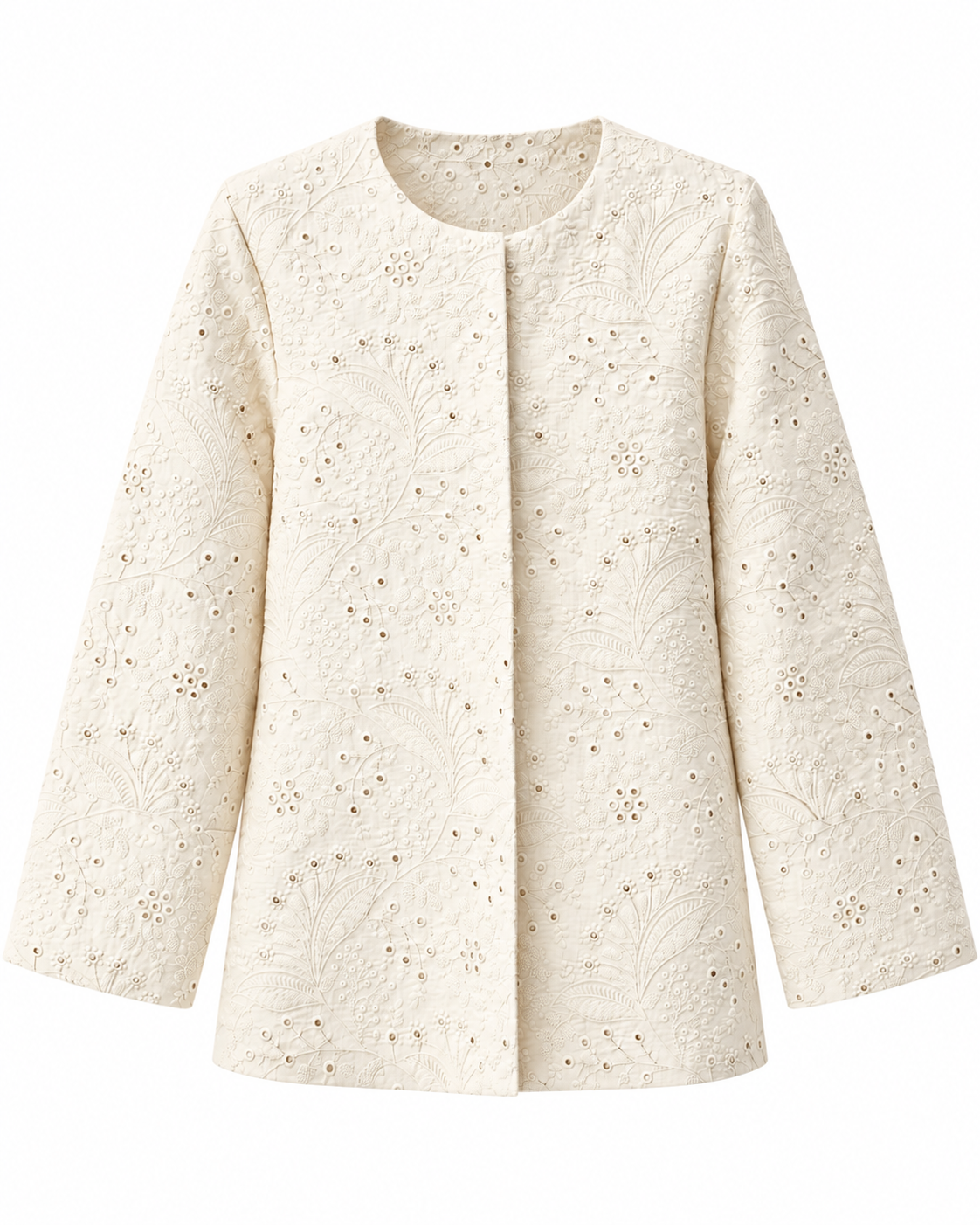 Ivory Embroidered Eyelet Jacket مانتو درين - تصویر 1