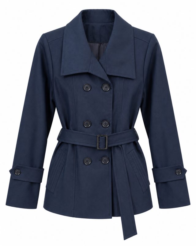 گالری مانتو میرداماد | مانتو Navy Double Breasted Belted Trench Jacket