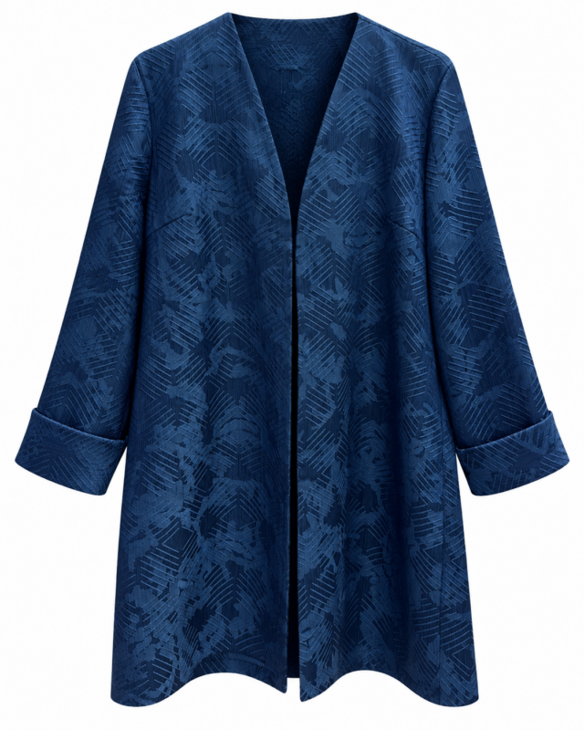 گالری مانتو میرداماد | مانتو Navy Geometric Jacquard Coat